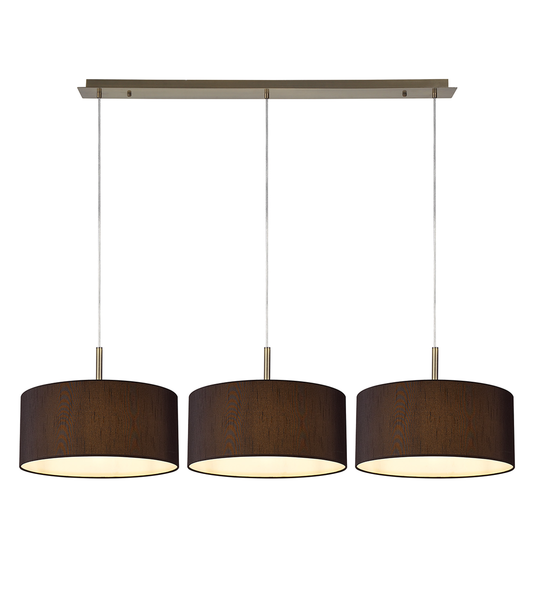 DK0583  Baymont 40cm Shade 3 Light Pendant Antique Brass, Black